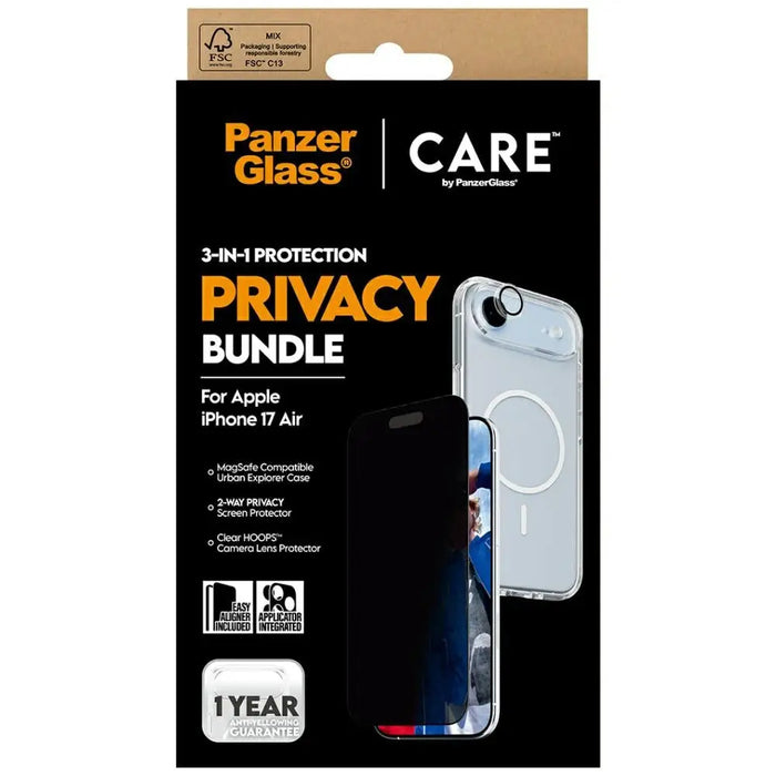 CARE by PanzerGlass Flagship Privacy 3-in-1 Case + Privacy Glass + Lens for iPhone Air - Cell phone cases