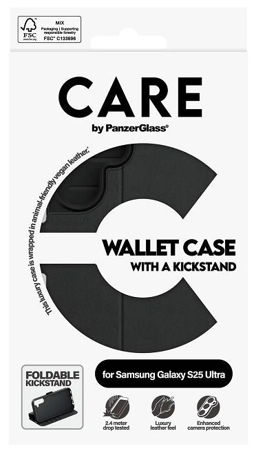 CARE by PanzerGlass Feature Wallet Kickstand Case for Samsung Galaxy S25 Ultra - Black