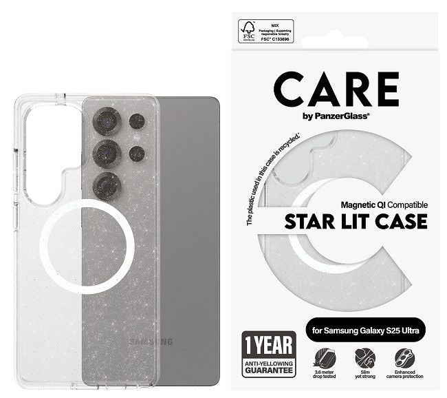CARE by PanzerGlass Flagship Urban Combat StarLight White QI Case for Samsung Galaxy S25 Ultra - Transparent