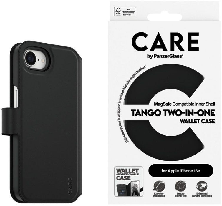 CARE by PanzerGlass Feature Tango 2in1 Wallet Case for iPhone 16e - Black