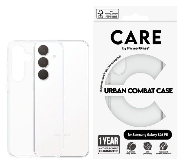 CARE by PanzerGlass Flagship Urban Combat Case for Samsung Galaxy S25 FE - Transparent