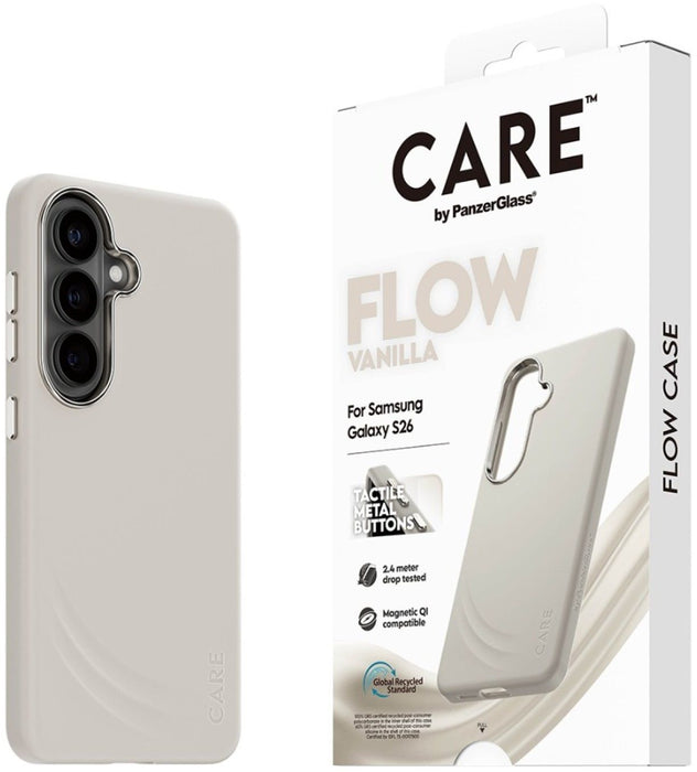 CARE by PanzerGlass Flow Vanilla Qi Case for Samsung Galaxy S26 - Beige