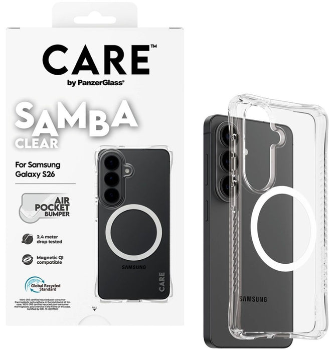 CARE by PanzerGlass Samba Transparent Qi Case for Samsung Galaxy S26 - Transparent