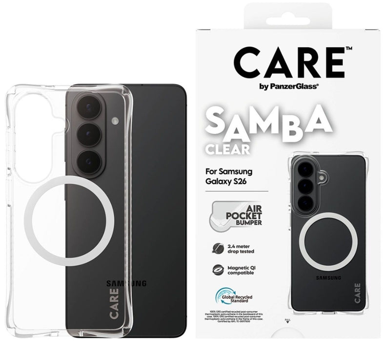 CARE by PanzerGlass Samba Transparent Qi Case for Samsung Galaxy S26 - Transparent