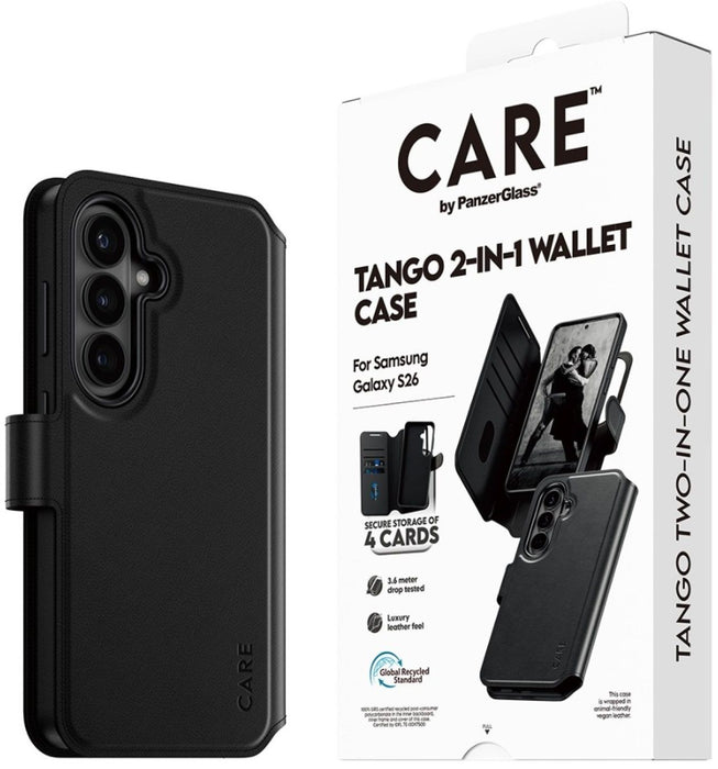 CARE by PanzerGlass Tango 2in1 Wallet Case for Samsung Galaxy S26 - Black
