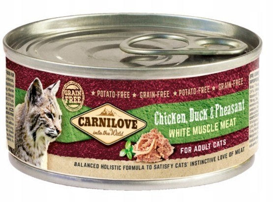 CARNILOVE Cat Chicken, Duck & Pheasant White Muscle Meat – wet food for cats – 100 g