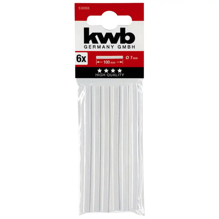 CARTRIDGES FOR HOT GLUING 6 PCS TRANSPARENT F 7 X 100 MM KWB - Патрони топло лепене<<<Консумативи за