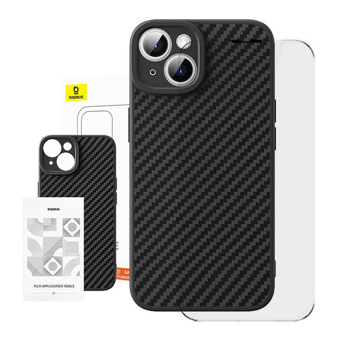 Case Baseus Synthetic Fiber iPhone 15 Plus + tempered glass - Protective cases for smartphones<<<Cases<<<GSM