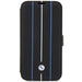 Case BMW BMBKP14X22RVSK iPhone 14 Pro Max 6.7’’ black/black bookcase Leather Stamp Blue Lines - Cell phone cases