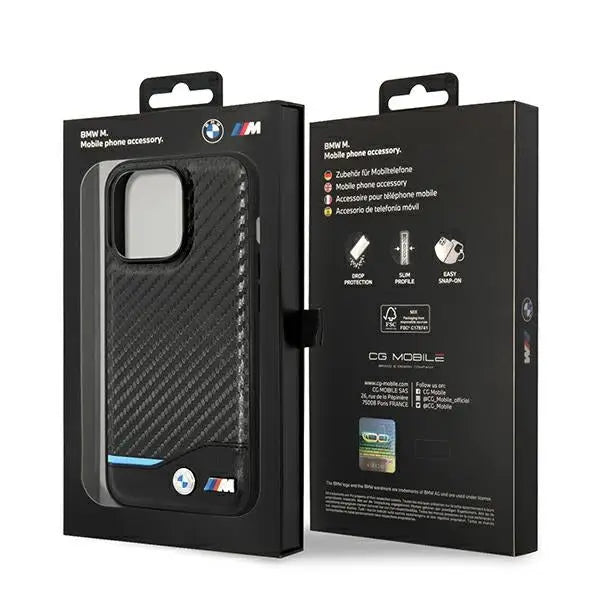 Case BMW BMHCP14L22NBCK iPhone 14 Pro 6.1 ’black / black Leather Carbon - Cell phone cases and covers<<<HurtelXML