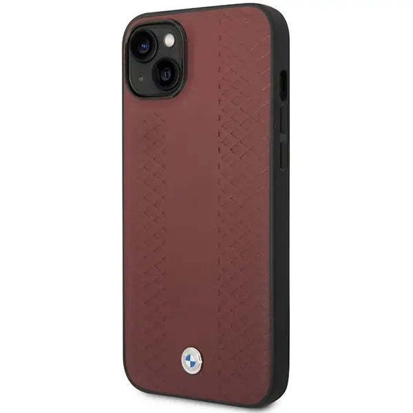 Case BMW BMHCP14S22RFGR iPhone 14 6.1’’ Burgundy/burgundy Leather Diamond Pattern - Cell phone cases