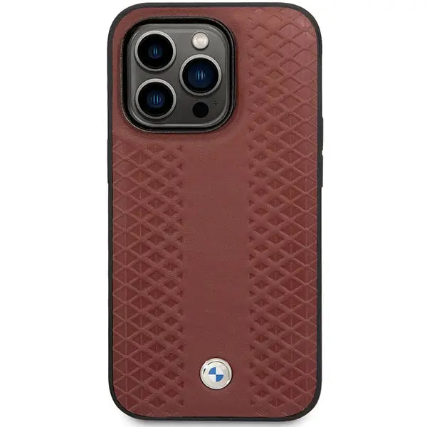 Case BMW BMHCP14X22RFGR iPhone 14 Pro Max 6.7’’ Burgundy/burgundy Leather Diamond Pattern - Cell phone cases
