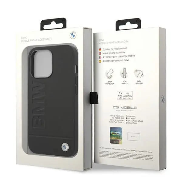 Case BMW BMHCP14XSLLBK iPhone 14 Pro Max 6.7 ’black / black Leather Stamp - Cell phone cases and covers<<<HurtelXML