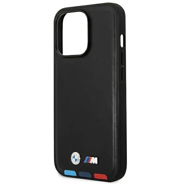 Case BMW BMHMP14L22PTDK iPhone 14 Pro 6.1 ’black / black Leather Stamp Tricolor Magsafe - Cell phone cases