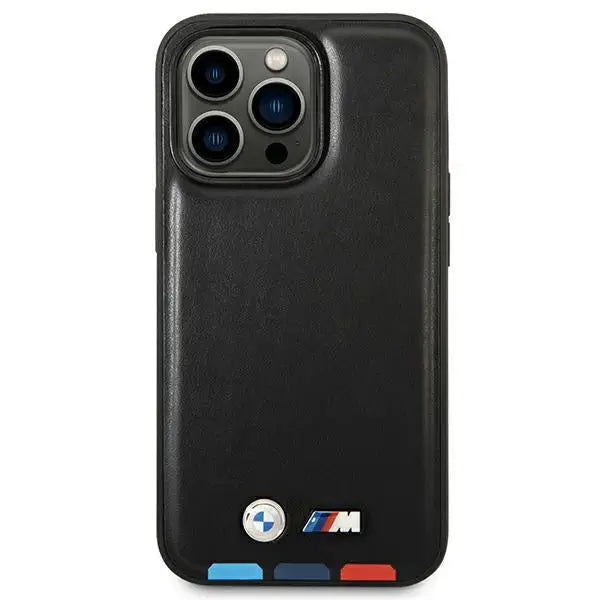 Case BMW BMHMP14L22PTDK iPhone 14 Pro 6.1 ’black / black Leather Stamp Tricolor Magsafe - Cell phone cases