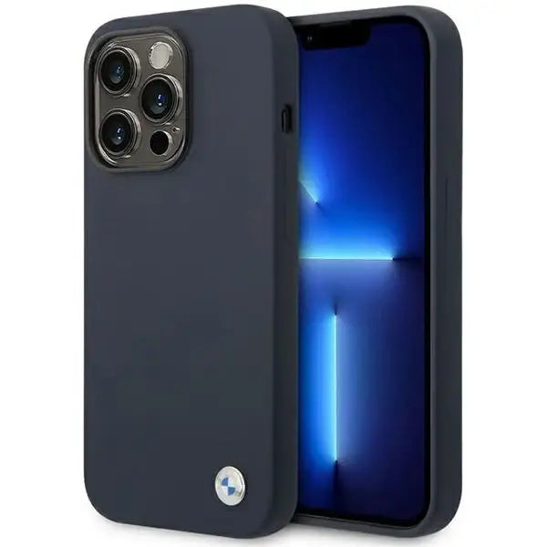 Case BMW BMHMP14LSILNA iPhone 14 Pro 6.1’’ navy blue/navy Silicone Metal Logo MagSafe - Cell phone cases