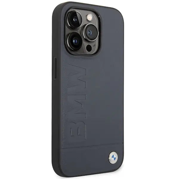 Case BMW BMHMP14LSLLNA iPhone 14 Pro 6.1’’ navy/navy hardcase Leather Hot Stamp MagSafe - Cell phone cases