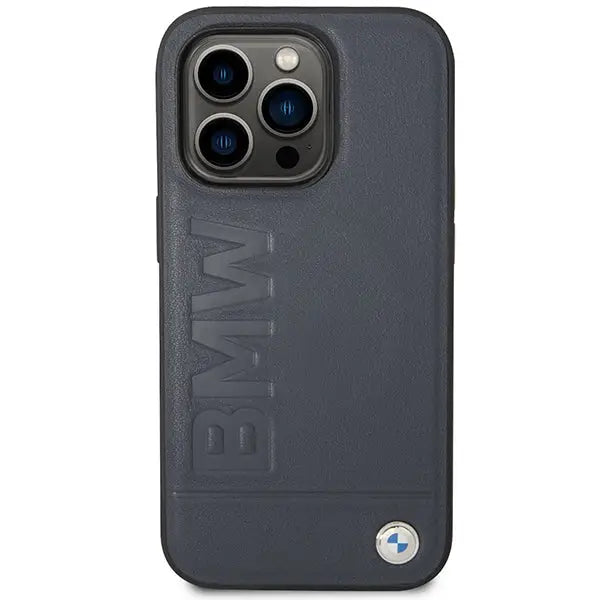 Case BMW BMHMP14LSLLNA iPhone 14 Pro 6.1’’ navy/navy hardcase Leather Hot Stamp MagSafe - Cell phone cases