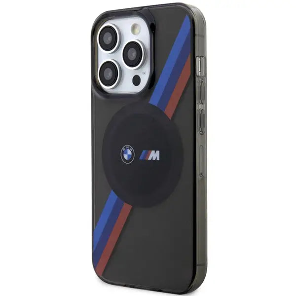Case BMW BMHMP14XHDTK iPhone 14 Pro Max 6.7’’ grey/grey hardcase Tricolor Stripes MagSafe - Cell phone cases