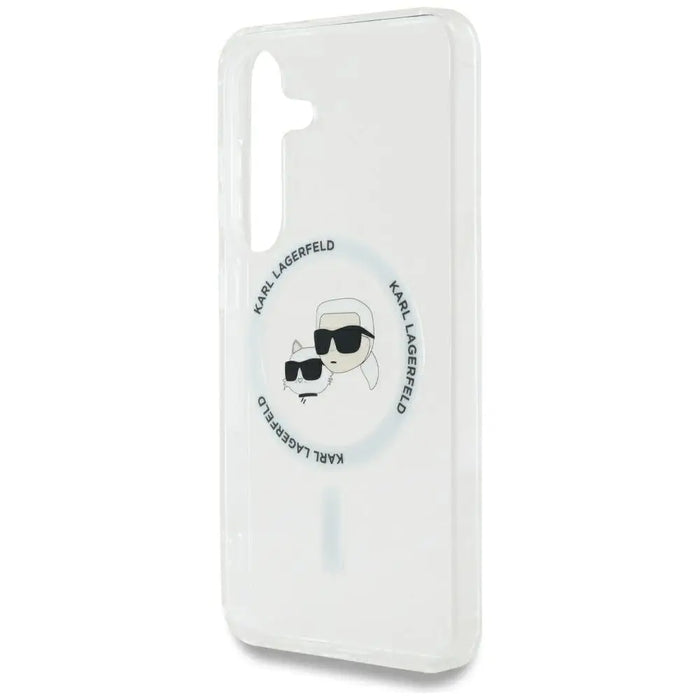 Case Karl Lagerfeld Button Karl & Choupette Heads Printed Logo MagSafe Samsung Galaxy S25 Plus white - Cell phone cases