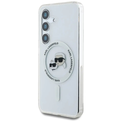 Case Karl Lagerfeld Button Karl & Choupette Heads Printed Logo MagSafe Samsung Galaxy S25 Plus white - Cell phone cases