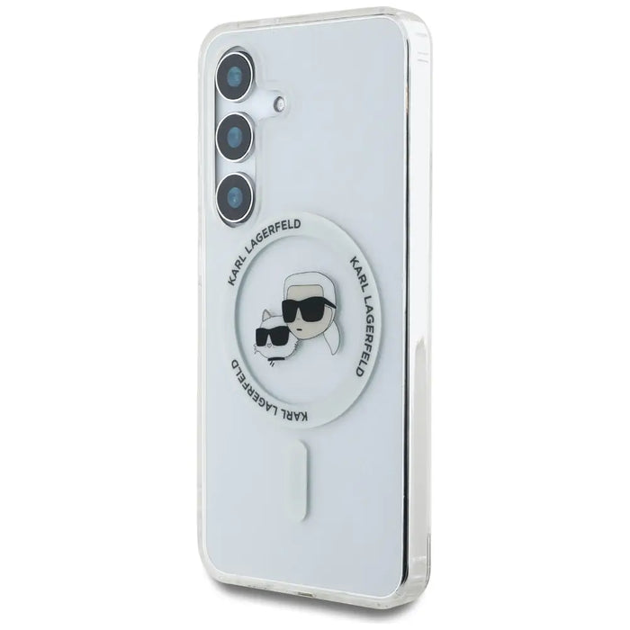 Case Karl Lagerfeld Button Karl & Choupette Heads Printed Logo MagSafe Samsung Galaxy S25 Plus white - Cell phone cases