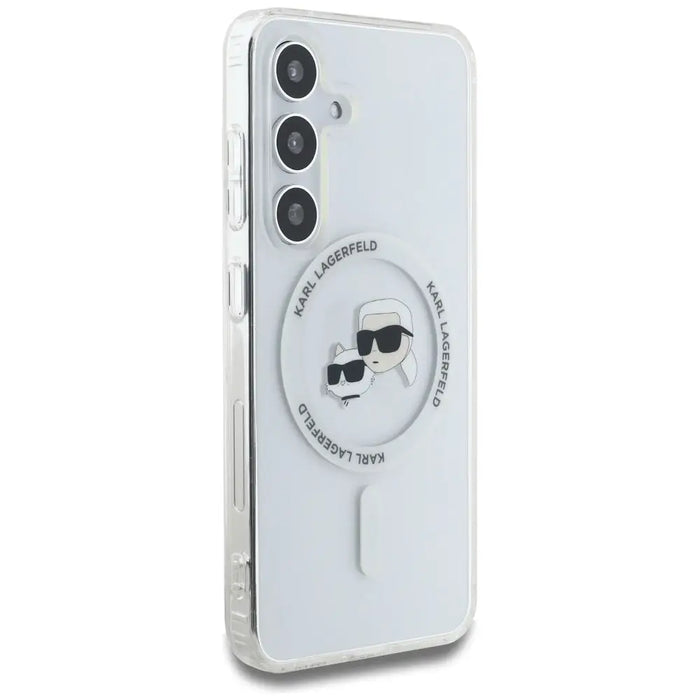 Case Karl Lagerfeld Button Karl & Choupette Heads Printed Logo MagSafe Samsung Galaxy S25 Plus white - Cell phone cases
