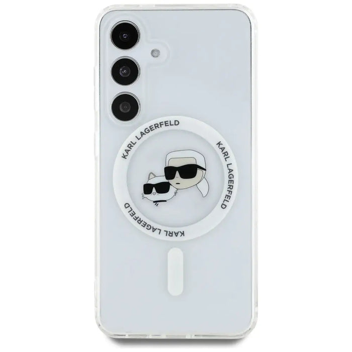 Case Karl Lagerfeld Button Karl & Choupette Heads Printed Logo MagSafe Samsung Galaxy S25 Plus white - Cell phone cases