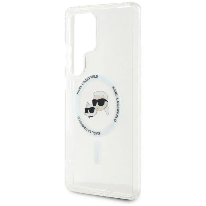 Case Karl Lagerfeld Button Karl & Choupette Heads Printed Logo MagSafe Samsung Galaxy S25 Ultra white - Cell phone