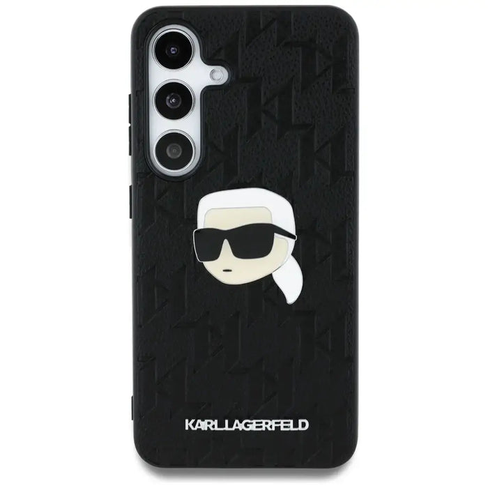 Case Karl Lagerfeld Leather Monogram Pin Logo Karl Head Samsung Galaxy S25 Plus black - Cell phone cases