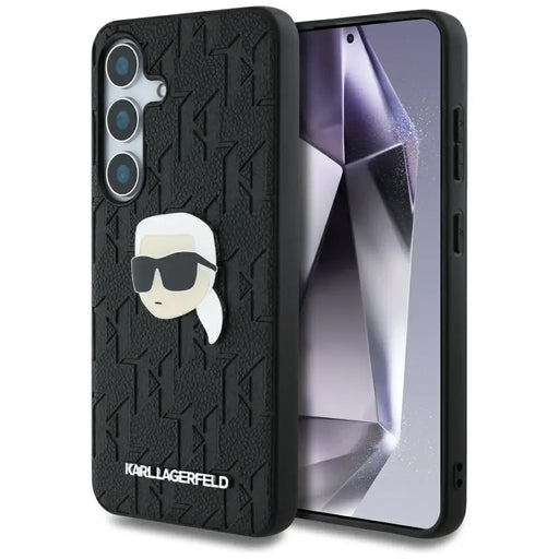 Case Karl Lagerfeld Leather Monogram Pin Logo Karl Head Samsung Galaxy S25 Plus black - Cell phone cases