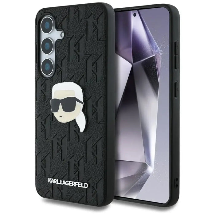 Case Karl Lagerfeld Leather Monogram Pin Logo Karl Head Samsung Galaxy S25 Plus black - Cell phone cases