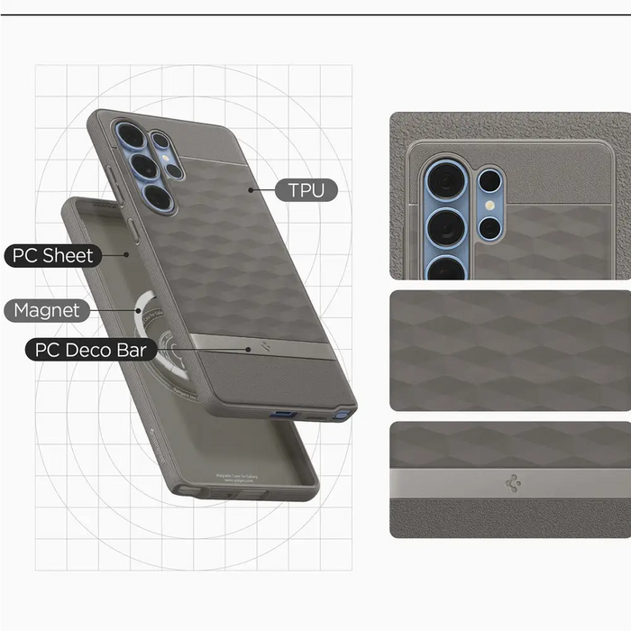 Caseology Parallax Mag MagSafe Case for Samsung Galaxy S25 Ultra - Gray - Cell phone cases and covers<<<HurtelXML