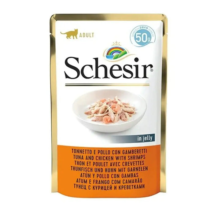 Cat food Agras Pet Foods SCHESIR in jelly Tuna and chicken with shrimps Fish 50 g - Хранене на домашни