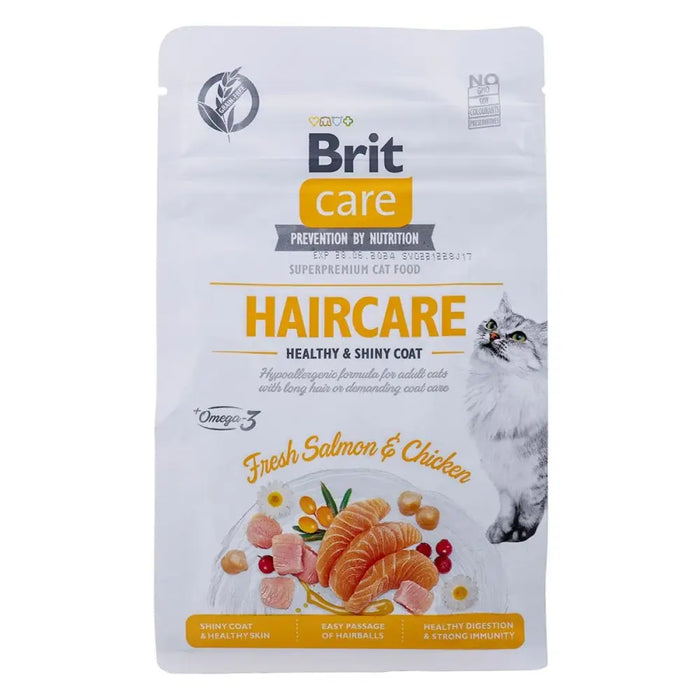 Cat food Brit Care Grain Free Haircare Healthy & Shiny Coat Adult Chicken Salmon 400 g - Хранене на домашни
