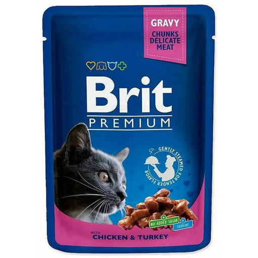 Cat food Brit Pouches Family Plate Chicken Turkey Veal Cod 12 x 100 g - Хранене на домашни любимци<<<Домашни