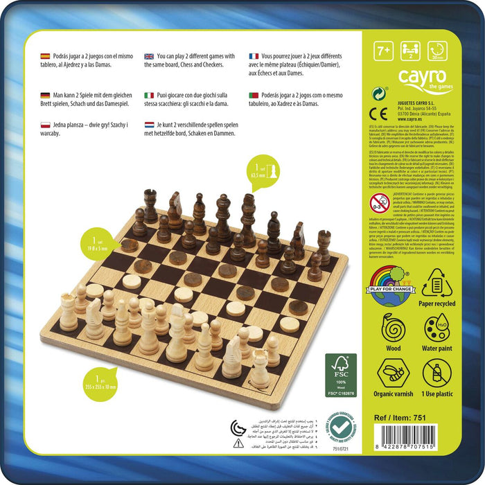 Chess and Checkers Board Cayro 751 Wood
