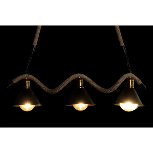 Ceiling Light DKD Home Decor Natural Black Metal Rope 50 W (85 x 18 x 20 cm) - Декорация и Осветление<<<Дом
