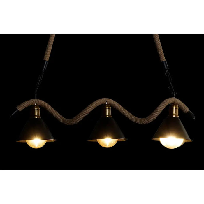 Ceiling Light DKD Home Decor Natural Black Metal Rope 50 W (85 x 18 x 20 cm) - Декорация и Осветление<<<Дом