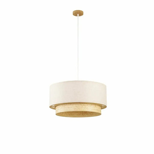 Ceiling Light DKD Home Decor Polyester White Light brown Bamboo 50 W (50 x 50 x 25 cm) - Декорация и Осветление<<<Дом