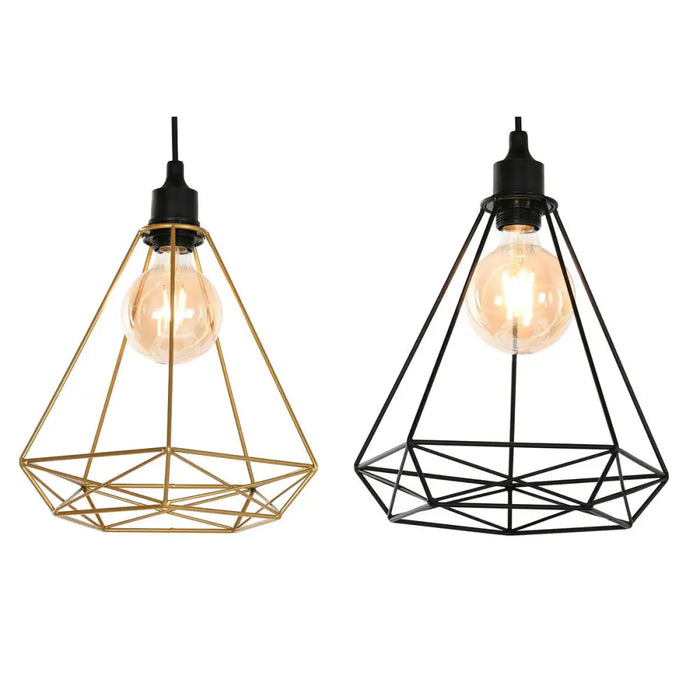 Ceiling Light Home ESPRIT Black Golden Metal 50 W 28 x 27 x 34 cm (2 Units) - Лампи<<<Декорация и Осветление<<<Дом