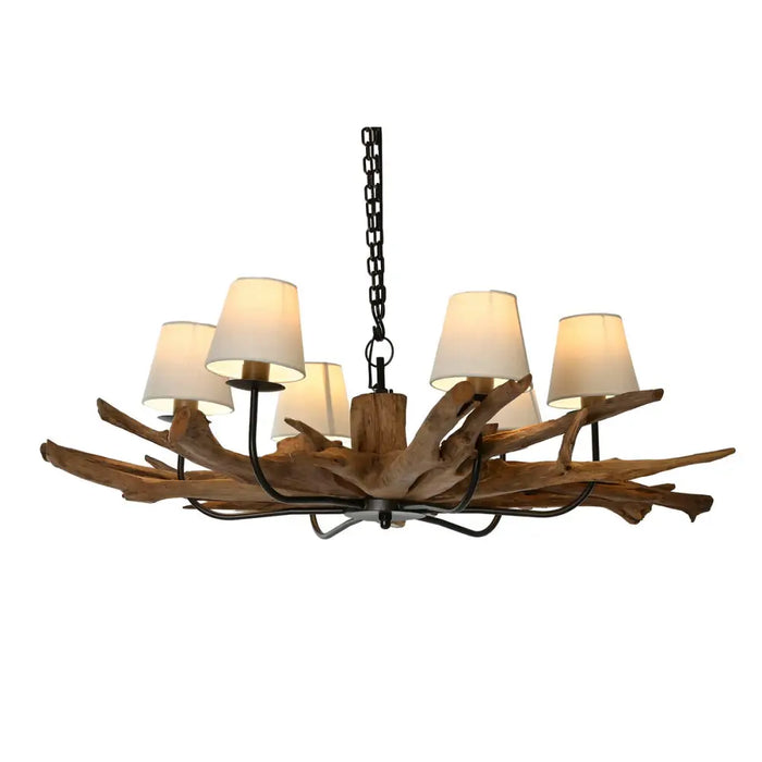 Ceiling Light Home ESPRIT Iron Teak 130 X 130 X 35 cm - Декорация и Осветление<<<Дом