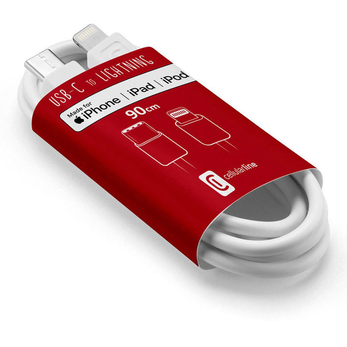 CABLE CELLULAR LINE USB-C TO LIGHTNING 90 cm White