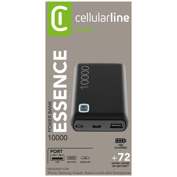 ВЪНШНА БАТЕРИЯ CELLULAR LINE ESSENCE 10000 mAh BLACK