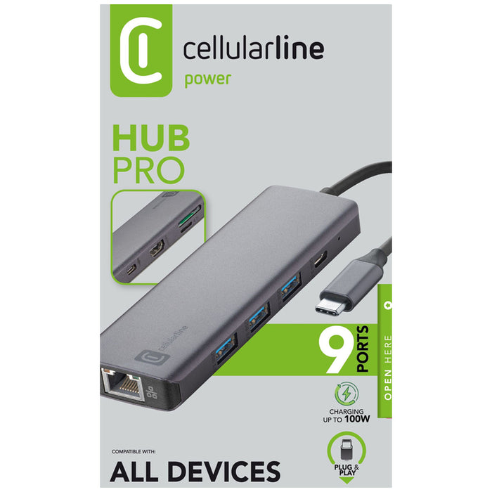 HUB STARTER USB-C 9 PORTS 100W GRAY