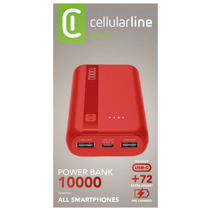 EXTERNAL BATTERY CELLULAR LINE ESSENCE ENTRY 10000 mAh RED