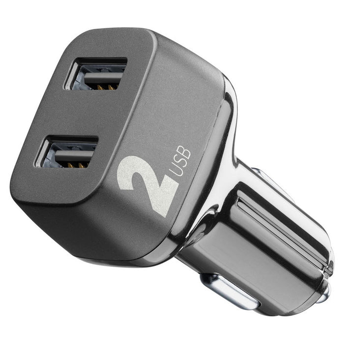 CHARGER 12V 2X12W USB BLACK