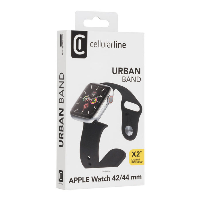 SILICONE STRAP CELLULAR LINE URBAN APPLE WATCH 42/44mm BK