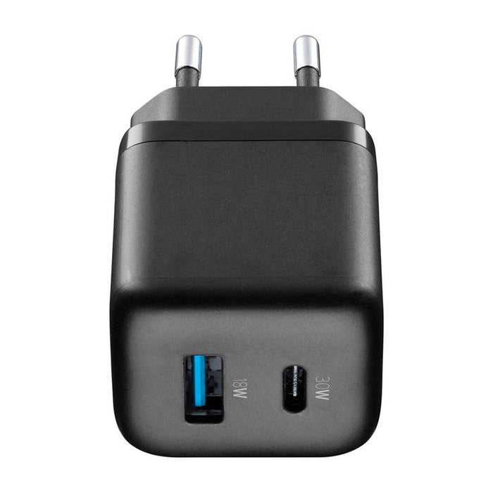 CHARGER 220V 30W PD GAN USB+TYPE-C BK^