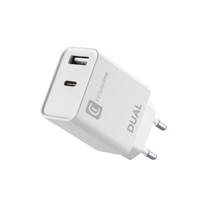 Charger Cellularline PD 220V USB+USB-C 20W